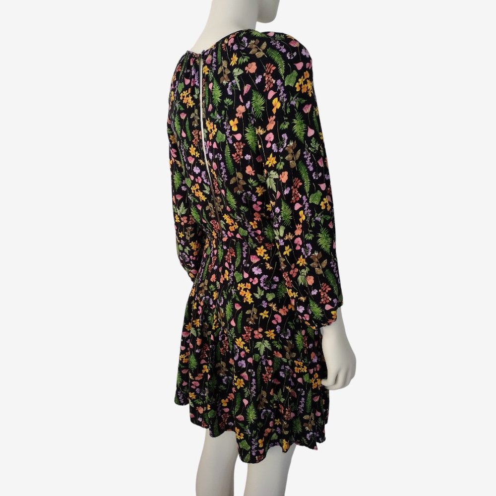 Blue Steel Multicolored Floral Balloon Sleeve Peep Hole Back Fit and Flare - Picture 7 of 11